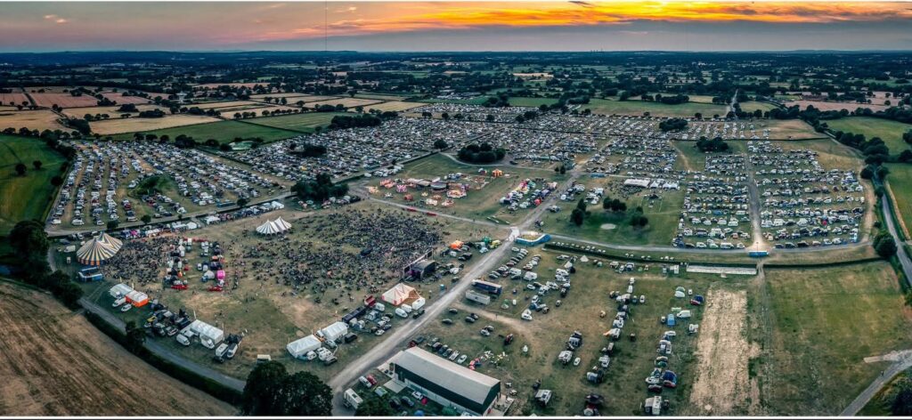 over head aerial shot of Dubbed Out Festival at The Royal Cheshire Showground