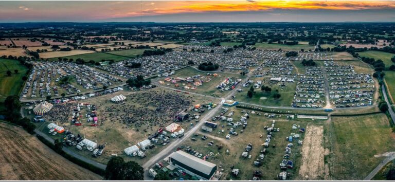 over head aerial shot of Dubbed Out Festival at The Royal Cheshire Showground